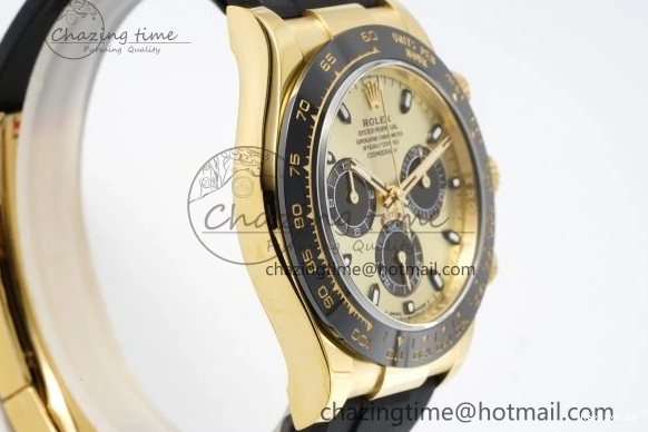 1222 OnTrend Daytona 116518 BTF 1:1 Best Edition YG Black Dial on Oysterflex Rubber Strap SA4130 V 2260